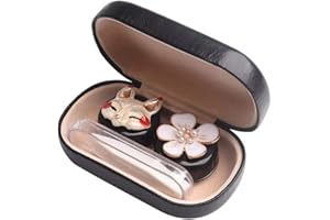 RAIN HOUSE Caja de lentes de contacto de viaje, Portatil Estuche Lentillas Kit, Linda Dibujos Animados Estuche para Gafas y Lentillas, Perfecto para Al Aire Libre en Casa (Negro Caja Zorro)