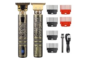 ‎PDKUAI Professioneller Haarschneider, mit 6 Kämmen Bartschneider, elektrischer Trimmrasierer für Herren, Bartschneider mit LED-Anzeige & wiederaufladbarem USB, Konturschneider für Männer/Friseure/Familien