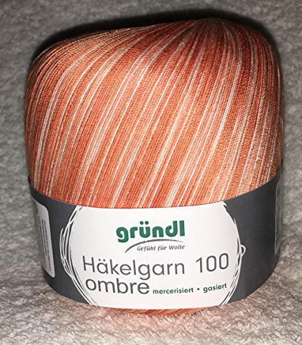 häkelgarn 100 ombre 05 - orange weiss