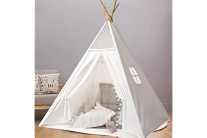 Camiraft Kinder Tipi Zelt,klassisches indisches Spielzelt für Kinder,Kinderzelte aus Baumwolle für Mädchen und Jungen mit Tragetasche,faltbares Spielhaus für drinnen oder draußen,Polyester