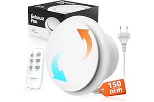 SBONNI Aspiratore Bagno 150 mm Reversibile, 6 Velocità, Indicatore Luminoso, Ventola Aspirazione Bagno con Telecomando, Memoria Intelligente, IPX4, Estrattore Aria Silenzioso Bagno WC Garage Cantina