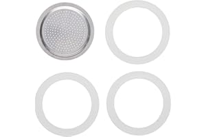 Bialetti Moka Express con 3 Guarnizioni e 1 Piastrina , 1 Tazza, Alluminio, Bianco