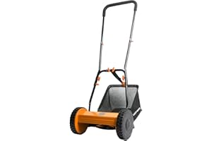 Ark Mat HAND PUSH LAWNMOWER with Rear Roller Stripes – 300mm Heavy Duty Steel Blades, 4 Cutting Heights 16mm to 40mm, Lightweight 6kg, 18L Grass Box, Quiet & Eco Friendly Manual Lawn Mower