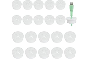 TUNEJOY Arandela para Cable Silicona Flexible Pasacables Orificio para Cable Cubierta Pasacables de Mesa para Oficina en Casa Escritorio de Computadora 20 mm y 25 mm, 20 Piezas en Total, Blanco