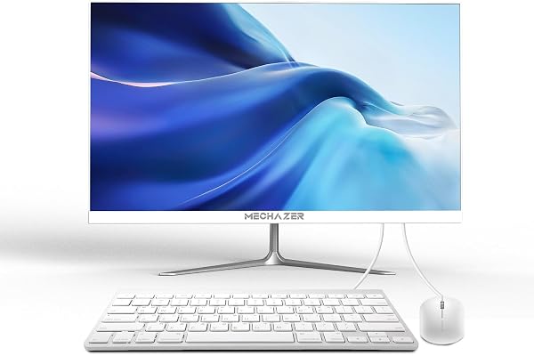MECHAZER Z3 PC Ordinateur de Bureau Tout-en-Un 23,8 Pouces Intel N5095 Windows 11 Pro, 8 Go DDR3, 512 Go M.2 SSD, 2,4 G / 5,0 G WiFi Bluetooth (Clavier et Souris QWERTY gratuits)