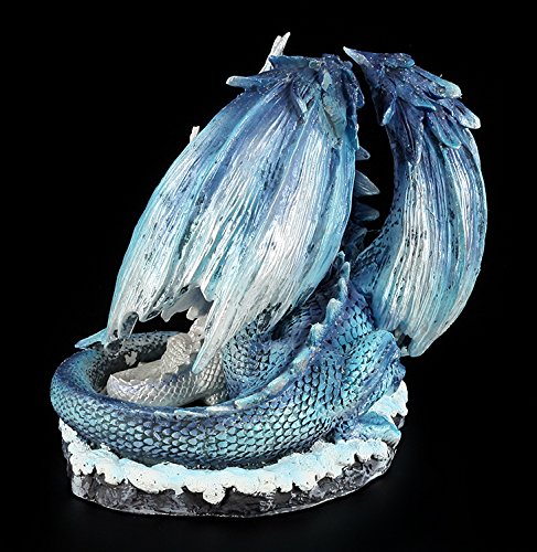 Drachen Figur – Mutter mit Jungem weiß-blau - 4