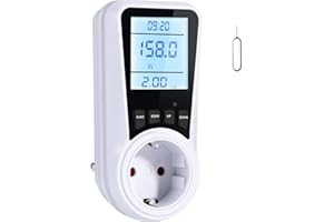 Vinabo Misuratore Consumo Elettrico con LCD, Contatore Energia Elettrica 16A/3680W, 7 Modalità Monitoraggio, Protezione Sovraccarico, Presa Consumo Energia