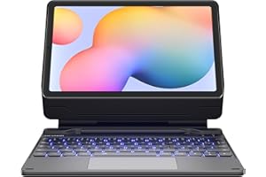 Dexnor Coque Clavier pour Samsung Galaxy Tab S6 Lite 10,4" 2024/2022/2020, Keyboard Cover pour Support Magnétique, Trackpad Multi-Touch, Porte-Stylo, 7 Couleurs Rétroéclairées AZERTY Français, Noir