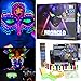 NeonGlo - 220 pcs party kit with Glowing Stick Bracelets, 3D and glow ball Connectors, UV Neon Face Paint, Nail Varnish, Tattoo stickers, Glasses, Shoe Laces, Bunny Ears / Hair Clip Barrettes with free ideas booklet - Mixed colours