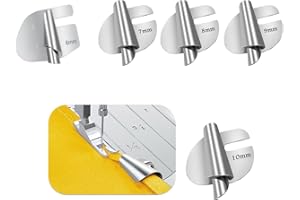 Fonyiunce 5 Stück Nähmaschinen Zubehör Rollsaumfuß, 6/7/8/9/10 mm Zubehör Rolled Saum Nähfuß, Nähfuß für Rollsäumer, Edelstahl Nähen Rolled Saum Presser, für Zuhause Nähmaschinen