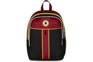 Seven AS Roma Zaino Doppio Scomparto, Nero, Tasca Frontale con Zip e Tasca per Borraccia, Bambino, Scuola Elementare, Calcio