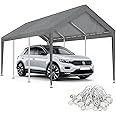 Yustuf Carport Canopy 10'x20' Replacement Cover, Waterproof & UV Protected Garage Top Tarp Shelter Cover with Ball Bungee Cords, Car Cover Tent (Frame is not Included)