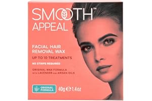 Smooth Appeal Facial Hair Remover Wax - Original Stove-top Heating Wax Formula for Professional Hair Remover, Simply Peel Off, Enriched with Lavender Oil & Argan Oil for Face Care, 40g