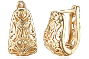 IMINI Petites Boucles d'Oreilles Créoles Délicates En Filigrane En Or 14 Carats Pour Femmes Et Filles Ovales Creux Créoles Hypoallergéniques Petite Amie Meilleure Amie Oreilles Sensibles Cadeaux Tendance