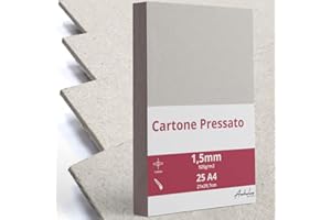 ANHELUS PAPER & DECO 25 A4 Cartone Pressato 1,5mm di spessore - formato 21x29,7cm - Cartoncino per rilegatura A4 da 925gsm/m2 - Cartone vegetale rigido per Modellismo, Scrapbooking, Artigianato e Copertine per rilegature