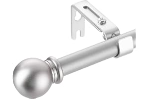 WIDYANA Extendable Curtain Poles 70 to 270 cm, 1.6 cm Silver Curtain Pole with Round Finials and Adjustable Brackets Fittings Set for Living Room & Outdoor