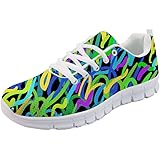 AXGM Men's Trainers, Running Shoes, Street Running Shoes, Shoes, Colourful Rainbow Stripes, Print, Fashion Sports Shoes, Fitn