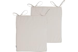 Bean Bag Bazaar Outdoor Seat Pad Chair Cushion, Pack of 2, 50cm x 43cm, Fibre Filled, Water Resistant, Decorative Cushions with Ties