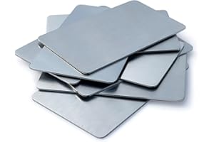 VEIKEN 8 Tarjetas de Visita de Acero Inoxidable de 1mm de grosor. Tamaño estandar Europeo 85,6 x 54 mm. Tarjetas metálicas Para grabados con CNC y Láser. Ideal para Wallet Cartera fría BTC y ETH