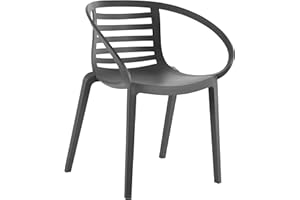 ‎PAPATYA PAPATYA 1er-Set Kunststoffstuhl Mambo mit Armlehnen I Designstuhl mit Einer Belastbarkeit von 200 kg (Anthrazitgrau)