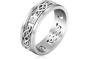 SIPURIS Triquetra Trinity - Anillo de nudo de bruja, nudo celta irlandés, Claddagh, anillo de acero inoxidable, anillo nórdico vikingo para hombres y mujeres