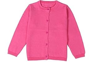 FAIRYRAIN Baby Kinder Mädchen Langarm mit Rundhalsausschnitt Basic Baumwoll Strickpullover Strickjacke Cardigan Pullover Sweater