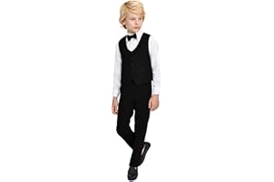 Lilax Boys Formal 4 Piece Dress Shirt, Pants and Tie and Vest Suit Set