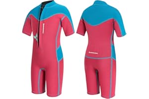 Summshall Traje de baño para niños y niñas, traje de baño térmico UV50+ con neopreno suave y elástico, mantiene el calor, perfecto para nadar, surfear y jugar en la playa