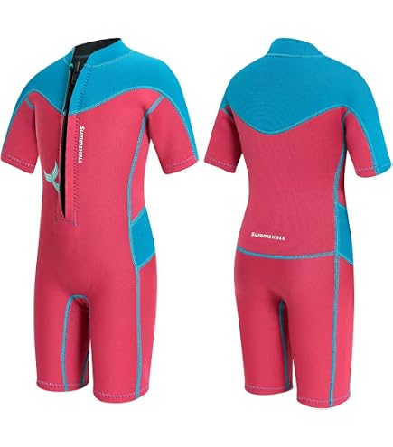 Combinaison De Natation Shorty Urban Beach Sharptooth Enfant Noir/Rouge - Néoprène 2mm UV50+
