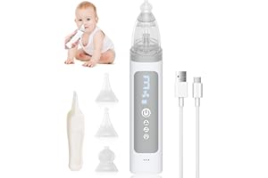 EUJAM Elektrischer Nasensauger für Neugeborene, 3 Saugstufen, Nasensauger für Kinder, zum Saugen von Schleim für Neugeborene, mit 3 wiederverwendbaren Spitzen aus Silikon, Musik und Licht für kleine Babys