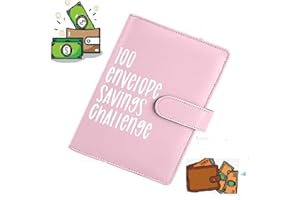 KEYET 100 Envelopes Saving Challenge,100 Envelope Challenge Binder,Cash Binder Savings Challenge Budget Book Binder with Envelope for Budget Planners and Money Savers(Pink)