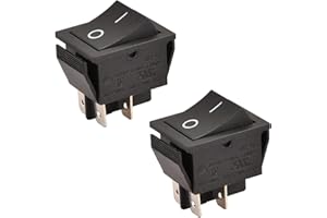 Heschen - Interrupteur à bascule marche/arrêt, DPST 4 Bornes 16A 250VAC, Noir, Lot de 2