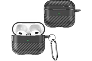 GOKEN Etui na AirPods 3, etui ochronne TPU silikonowe etui na telefon komórkowy ze stylowym wzornictwem z włókna węglowego [z przodu widoczna dioda LED], silikonowa, odporna na uderzenia, z