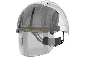 Casco de Seguridad JSP EVO VISTAshield Blanco/Ahumado – Visor Integrado Clase 1 – Ventilado – Compatible con Gafas – Clase 1 EPI – Uso Profesional (AMD170-005-F00)
