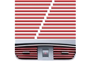 KATISHYRO 20 Stück Auto Klimaanlage Dekorationsstreifen U Form Leisten für Lüftungsschlitze DIY Decor Zubehör Auto Luftauslass Innen Leisten Streifen Dekor Lüftungsschlitz für Klimaanlage Trimmen Streifen (Rot)