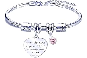 FGHJK Cadeau Maitresse Cadeau de fin d'année Scolaire Bracelet Maitresse Cadeau Maîtresse d'école Cadeau Bracelet Femme Cadeau Maîtresse école Cadeau Noel Maitresse