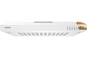 CIARRA Dunstabzugshaube 60 cm Unterbau, Integrierte Unterbauhaube oberschrank Abluft Einbauhaube aus Edelstahl Weiß, CAW6903A