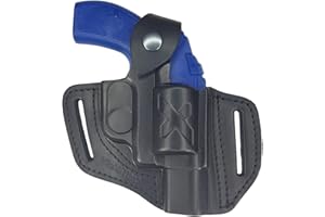 VlaMiTex R1 Fondina in Pelle per rivoltella J Frame S Smith & Wesson 31/34 / 36/38 / 43/60 / 351/360 / 442/637 / 638/640 / 642/649 Chiefs Special/Taurus 85/856 Ruger LCR, Nero