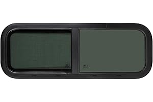 JWS Fenêtre latérale de caravane, camping-car, fenêtre coulissante teintée pour caravane, fenêtre, moustiquaire en aluminium, fenêtre latérale de caravane : 1000 x 400 mm