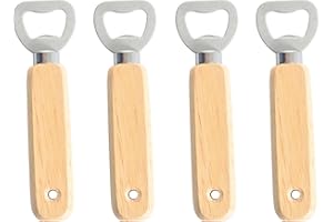 YYST 4 Stück Gravierbare Flaschenöffner Mit holzgriff Rohling Zum Bemalen Bieröffner Holz Beer opener für Familie Camping Parteien Geschenke ​Für Männer Vatertag Oktoberfest Halloween Weihnachten