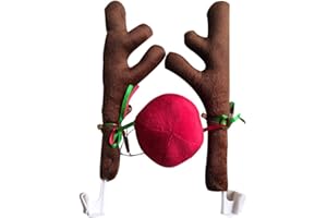YeahiBaby Renna di Natale Veicolo Costume Renna Antler e Naso Rudolf Red Nose Elk Moose Holiday Xmas Decorazione per Auto e Camion (Marrone Scuro)