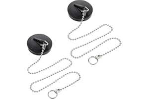 JJUNW Gumowe korki do umywalki, 2 szt., z łańcuchem kulkowym z stali nierdzewnej, gumowe zatyczki do zlewozmywaka, Ø 42-47 mm