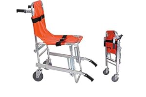 GLJY EMS Treppenstuhl aus Aluminiumlegierung - Leichtgewichtiger, zusammenklappbarer Rettungswagen-Feuerwehrmann-Evakuierungsstuhl für Rettungswagen mit Schnellverschluss, orange