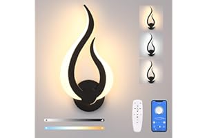 Lightess Kinkiet 2.4G Pilot LED 10W Możliwość ściemniania 3 temperatury barwowe Nowoczesne oświetlenie trójkolorowe do pokoju dziecięcego, biura, korytarza, (czarny) (lewy)