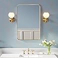 Kohler Essential Rectangle Decorative Mirror for Wall 22"x 34" (560mmX864mm) Modern Brushed Gold Frame with Silver Coated Glass - Mirror for Bathroom, Living Room, Bedroom - Premium Metal