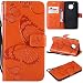 Produktbild Hozor Motorola Moto G5 Handyhülle, Retro Großer Schmetterling Muster PU Kunstleder Ledercase Brieftasche Kartenfächer Schutzhülle mit Standfunktion Magnetverschluss Flip Cover Tasche, Orange