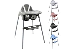 Monsieur Bébé - Chaise haute enfant, réglable hauteur et tablette - Plusieurs coloris