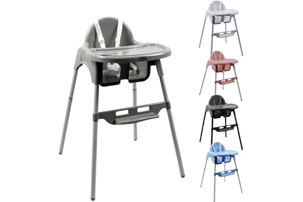Monsieur Bébé - Chaise haute enfant, réglable hauteur et tablette - Plusieurs coloris