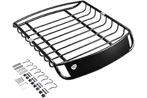 GOPLUS Cesta de Techo para Coche, Portaequipajes de Hierro, Baca Universal, 120 x 98 x 16,5 cm, Negro