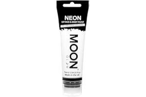 Moon Glow Pintura facial y corporal UV neón de gran tamaño con aplicador de esponja Blanco 75 ml (Paquete de 1)